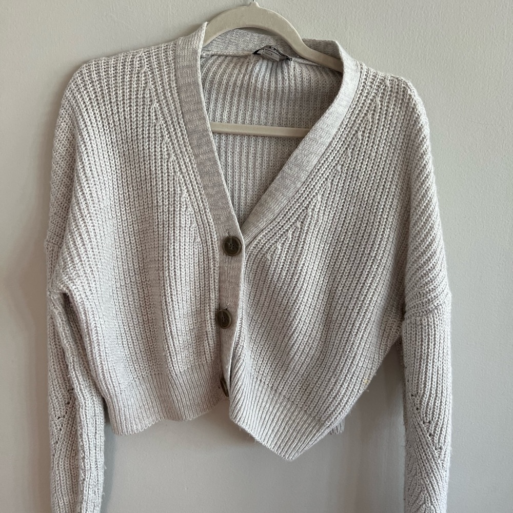 Light Gray/Cream Sweater with Buttons